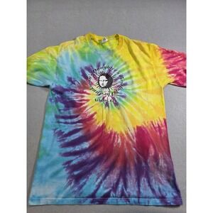 Vintage Tie Dye Graphic Tee Athens GA Burning Sun Rainbow Spiral sz M